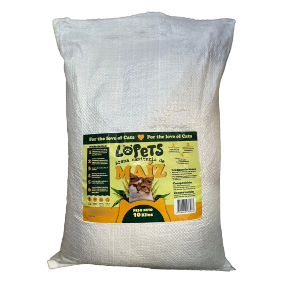 Arena Sanitaria Para Gatos De Maíz Lopets 10 Kg