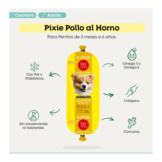 Pixie Alimento Cachorro Adulto Pollo x 500 Gr